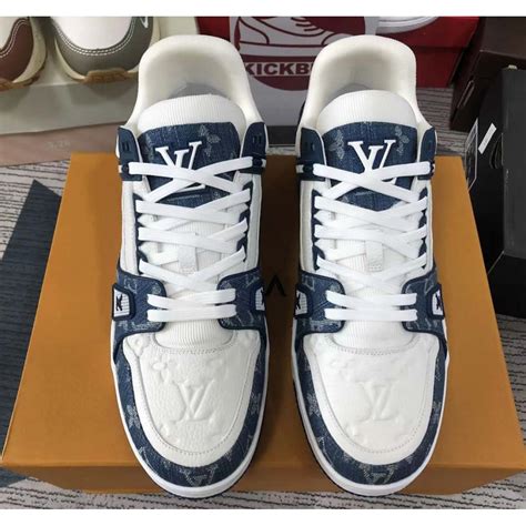 lv giay|Lv sneakers blue and white.